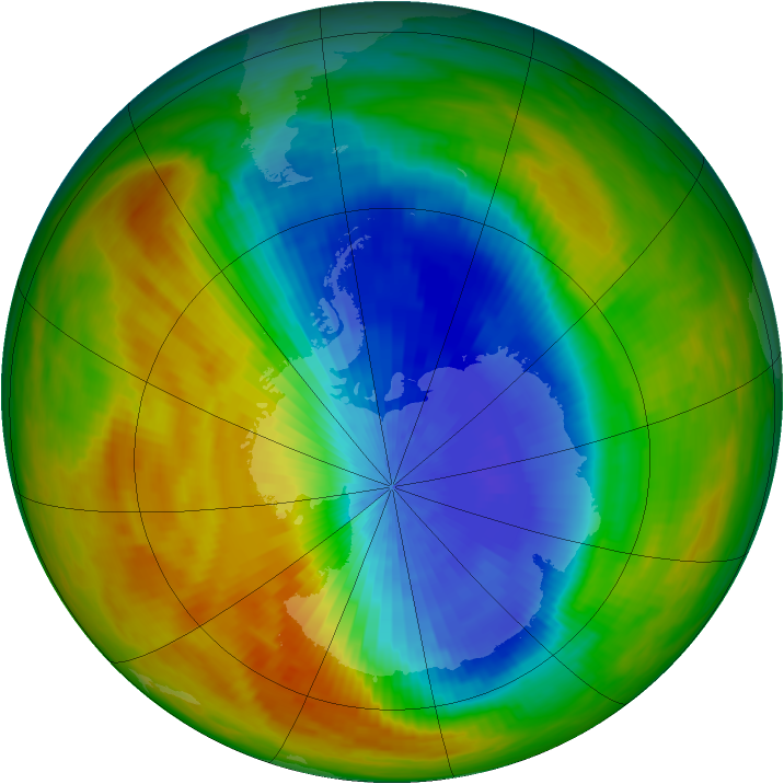 Antarctic ozone map for 14 October 1984